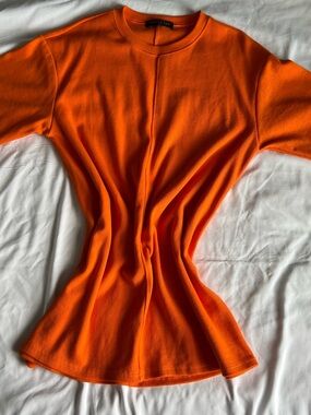 Women's Orange Short Sleeve Tshirt/Dress - White Fox